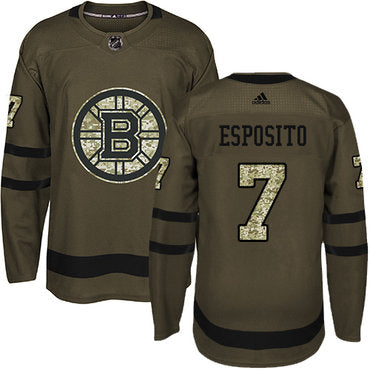 Adidas Bruins 7 Phil Esposito Green Salute To Service Stitched Nhl Jersey