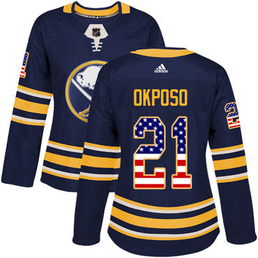 Adidas Buffalo Sabres 21 Kyle Okposo Navy Blue Home Authentic Usa Flag Womens Stitched Nhl Jersey