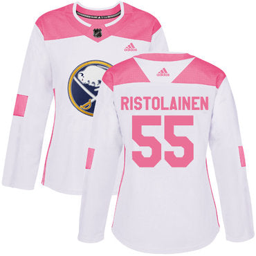 Adidas Buffalo Sabres 55 Rasmus Ristolainen White Pink Authentic Fashion Womens Stitched Nhl Jersey