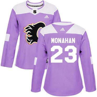 Adidas Calgary Flames 23 Sean Monahan Purple Authentic Fights Cancer Womens Stitched Nhl Jersey