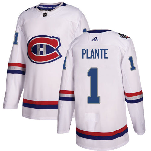 Adidas Canadiens 1 Jacques Plante White Authentic 2017 100 Classic Stitched Nhl Jersey
