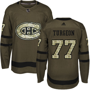 Adidas Canadiens 77 Pierre Turgeon Green Salute To Service Stitched Nhl Jersey