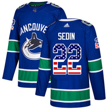 Adidas Canucks 22 Daniel Sedin Blue Home Authentic Usa Flag Stitched Nhl Jersey