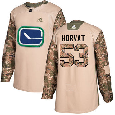 Adidas Canucks 53 Bo Horvat Camo Authentic 2017 Veterans Day Stitched Nhl Jersey