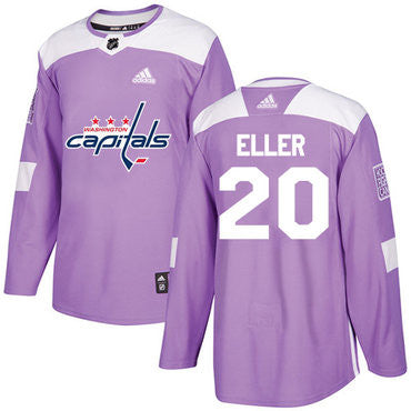 Adidas Capitals 20 Lars Eller Purple Authentic Fights Cancer Stitched Nhl Jersey