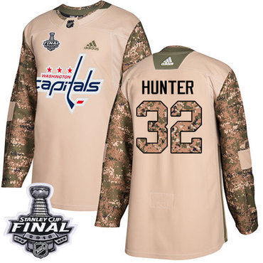 Adidas Capitals 32 Dale Hunter Camo Authentic 2017 Veterans Day 2018 Stanley Cup Final Stitched Nhl Jersey