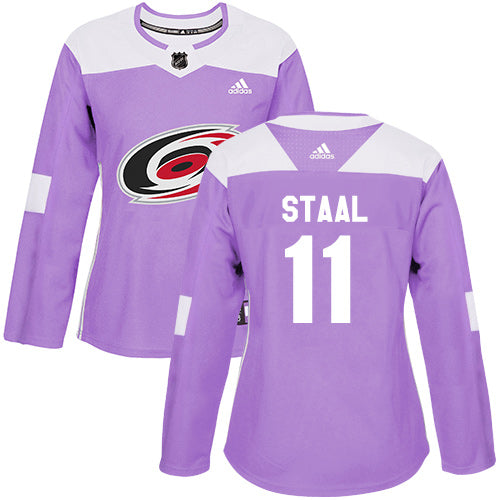 Adidas Carolina Hurricanes 11 Jordan Staal Purple Authentic Fights Cancer Womens Stitched Nhl Jersey