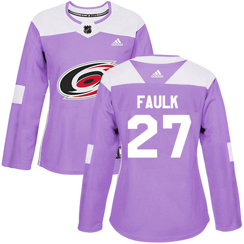 Adidas Carolina Hurricanes 27 Justin Faulk Purple Authentic Fights Cancer Womens Stitched Nhl Jersey