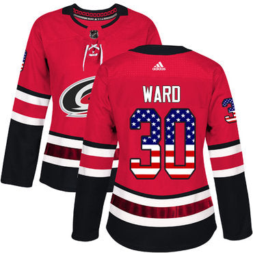 Adidas Carolina Hurricanes 30 Cam Ward Red Home Authentic Usa Flag Womens Stitched Nhl Jersey