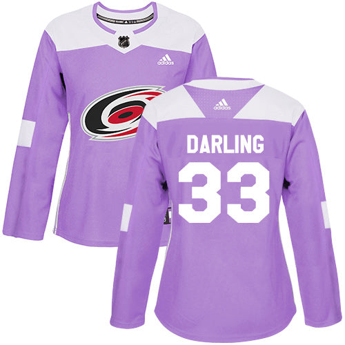 Adidas Carolina Hurricanes 33 Scott Darling Purple Authentic Fights Cancer Womens Stitched Nhl Jersey