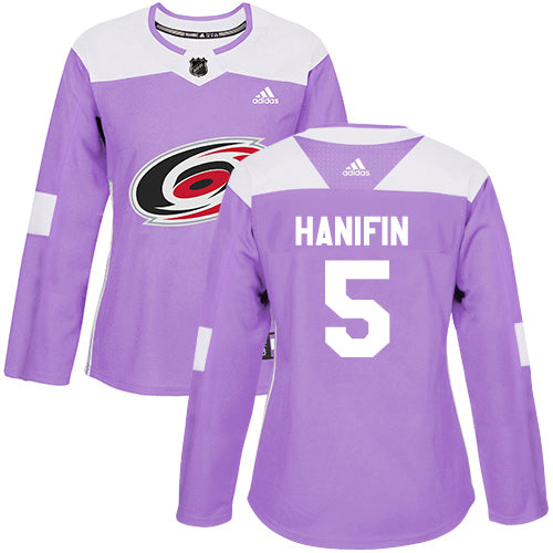 Adidas Carolina Hurricanes 5 Noah Hanifin Purple Authentic Fights Cancer Womens Stitched Nhl Jersey