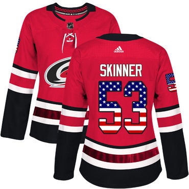 Adidas Carolina Hurricanes 53 Jeff Skinner Red Home Authentic Usa Flag Womens Stitched Nhl Jersey