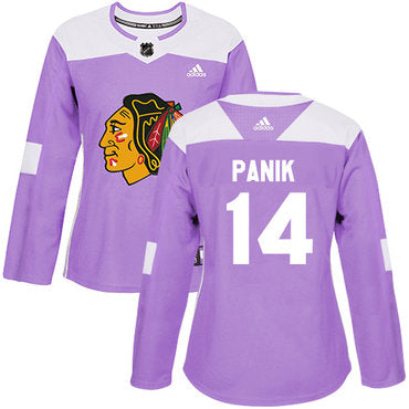 Adidas Chicago Blackhawks 14 Richard Panik Purple Authentic Fights Cancer Womens Stitched Nhl Jersey