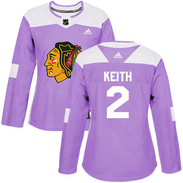 Adidas Chicago Blackhawks 2 Duncan Keith Purple Authentic Fights Cancer Womens Stitched Nhl Jersey