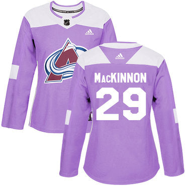 Adidas Colorado Avalanche 29 Nathan Mackinnon Purple Authentic Fights Cancer Womens Stitched Nhl Jersey