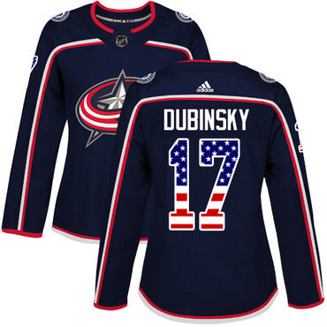 Adidas Columbus Blue Jackets 17 Brandon Dubinsky Navy Blue Home Authentic Usa Flag Womens Stitched Nhl Jersey