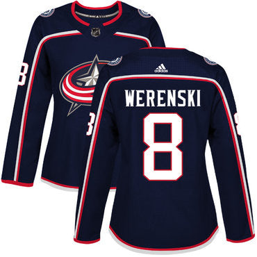 Adidas Columbus Blue Jackets 8 Zach Werenski Navy Blue Home Authentic Womens Stitched Nhl Jersey