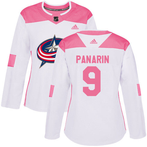 Adidas Columbus Blue Jackets 9 Artemi Panarin White Pink Authentic Fashion Womens Stitched Nhl Jersey