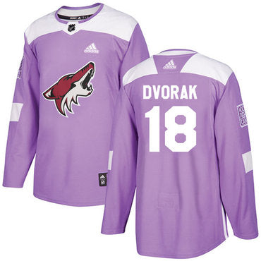 Adidas Coyotes 18 Christian Dvorak Purple Authentic Fights Cancer Stitched Nhl Jersey