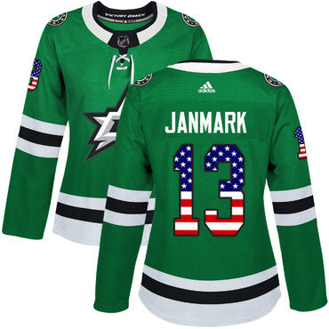 Adidas Dallas Stars 13 Mattias Janmark Green Home Authentic Usa Flag Womens Stitched Nhl Jersey