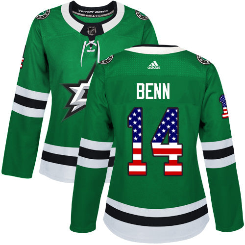 Adidas Dallas Stars 14 Jamie Benn Green Home Authentic Usa Flag Womens Stitched Nhl Jersey