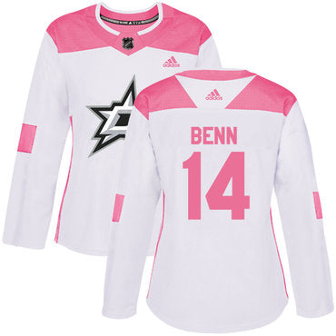 Adidas Dallas Stars 14 Jamie Benn White Pink Authentic Fashion Womens Stitched Nhl Jersey