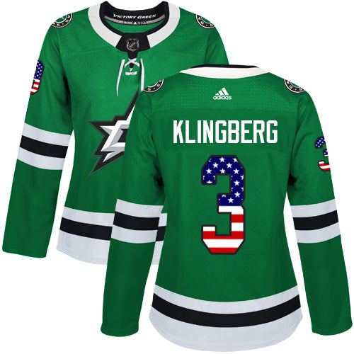 Adidas Dallas Stars 3 John Klingberg Green Home Authentic Usa Flag Womens Stitched Nhl Jersey