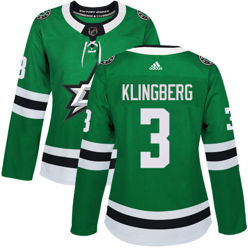 Adidas Dallas Stars 3 John Klingberg Green Home Authentic Womens Stitched Nhl Jersey