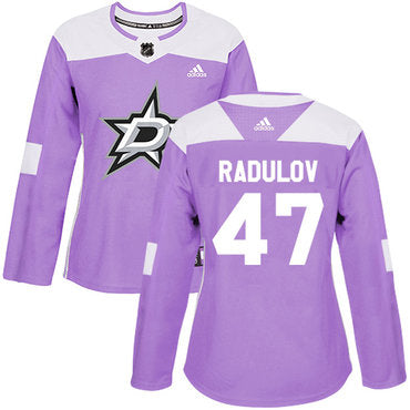 Adidas Dallas Stars 47 Alexander Radulov Purple Authentic Fights Cancer Womens Stitched Nhl Jersey