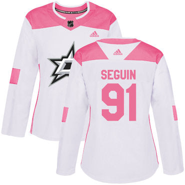 Adidas Dallas Stars 91 Tyler Seguin White Pink Authentic Fashion Womens Stitched Nhl Jersey