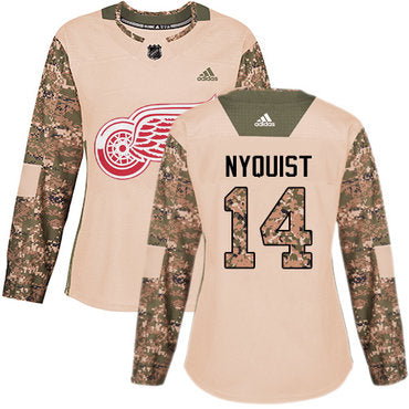 Adidas Detroit Red Wings 14 Gustav Nyquist Camo Authentic 2017 Veterans Day Womens Stitched Nhl Jersey