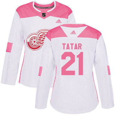 Adidas Detroit Red Wings 21 Tomas Tatar White Pink Authentic Fashion Womens Stitched Nhl Jersey