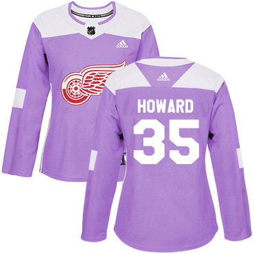 Adidas Detroit Red Wings 35 Jimmy Howard Purple Authentic Fights Cancer Womens Stitched Nhl Jersey