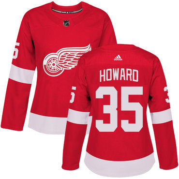 Adidas Detroit Red Wings 35 Jimmy Howard Red Home Authentic Womens Stitched Nhl Jersey