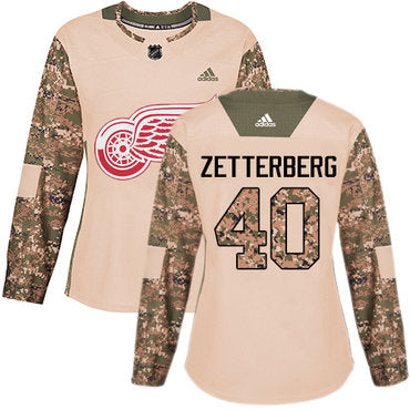 Adidas Detroit Red Wings 40 Henrik Zetterberg Camo Authentic 2017 Veterans Day Womens Stitched Nhl Jersey