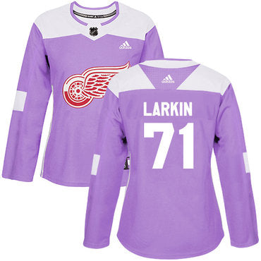 Adidas Detroit Red Wings 71 Dylan Larkin Purple Authentic Fights Cancer Womens Stitched Nhl Jersey