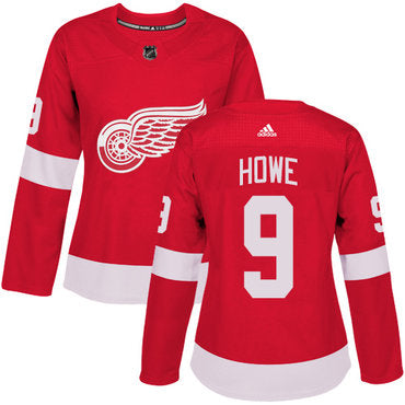 Adidas Detroit Red Wings 9 Gordie Howe Red Home Authentic Womens Stitched Nhl Jersey