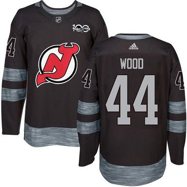 Adidas Devils 44 Miles Wood Black 1917 2017 100th Anniversary Stitched Nhl Jersey