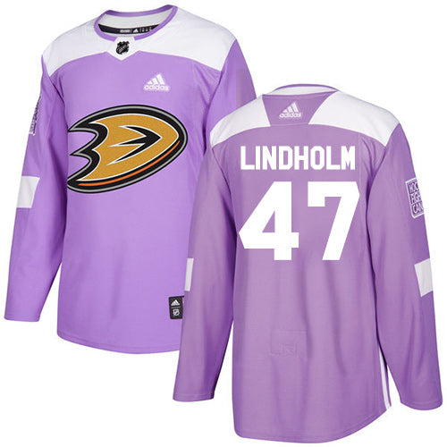 Adidas Ducks 47 Hampus Lindholm Purple Authentic Fights Cancer Stitched Nhl Jersey