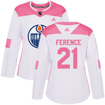 Adidas Edmonton Oilers 21 Andrew Ference White Pink Authentic Fashion Womens Stitched Nhl Jersey