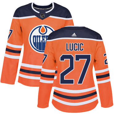 Adidas Edmonton Oilers 27 Milan Lucic Orange Home Authentic Womens Stitched Nhl Jersey