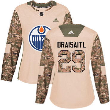 Adidas Edmonton Oilers 29 Leon Draisaitl Camo Authentic 2017 Veterans Day Womens Stitched Nhl Jersey