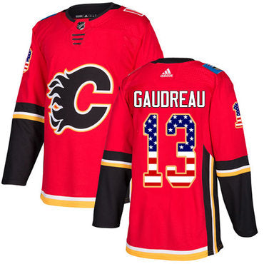 Adidas Flames 13 Johnny Gaudreau Red Home Authentic Usa Flag Stitched Nhl Jersey