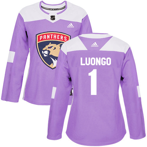 Adidas Florida Panthers 1 Roberto Luongo Purple Authentic Fights Cancer Womens Stitched Nhl Jersey