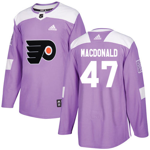 Adidas Flyers 47 Andrew Macdonald Purple Authentic Fights Cancer Stitched Nhl Jersey