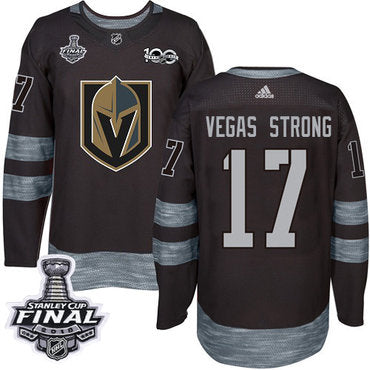 Adidas Golden Knights 17 Vegas Strong Black 1917 2017 100th Anniversary 2018 Stanley Cup Final Stitched Nhl Jersey