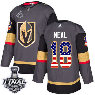 Adidas Golden Knights 18 James Neal Grey Home Authentic Usa Flag 2018 Stanley Cup Final Stitched Nhl Jersey