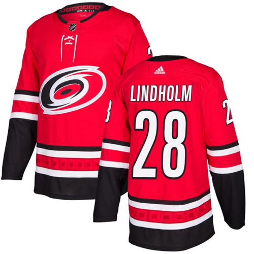Adidas Hurricanes 28 Elias Lindholm Red Home Authentic Stitched Nhl Jersey