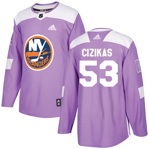 Adidas Islanders 53 Casey Cizikas Purple Authentic Fights Cancer Stitched Nhl Jersey