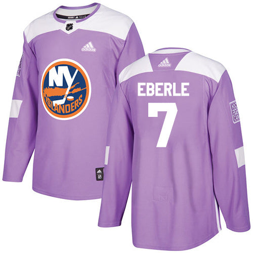 Adidas Islanders 7 Jordan Eberle Purple Authentic Fights Cancer Stitched Nhl Jersey